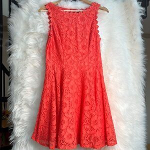 City Studio Coral Floral Lace Dress